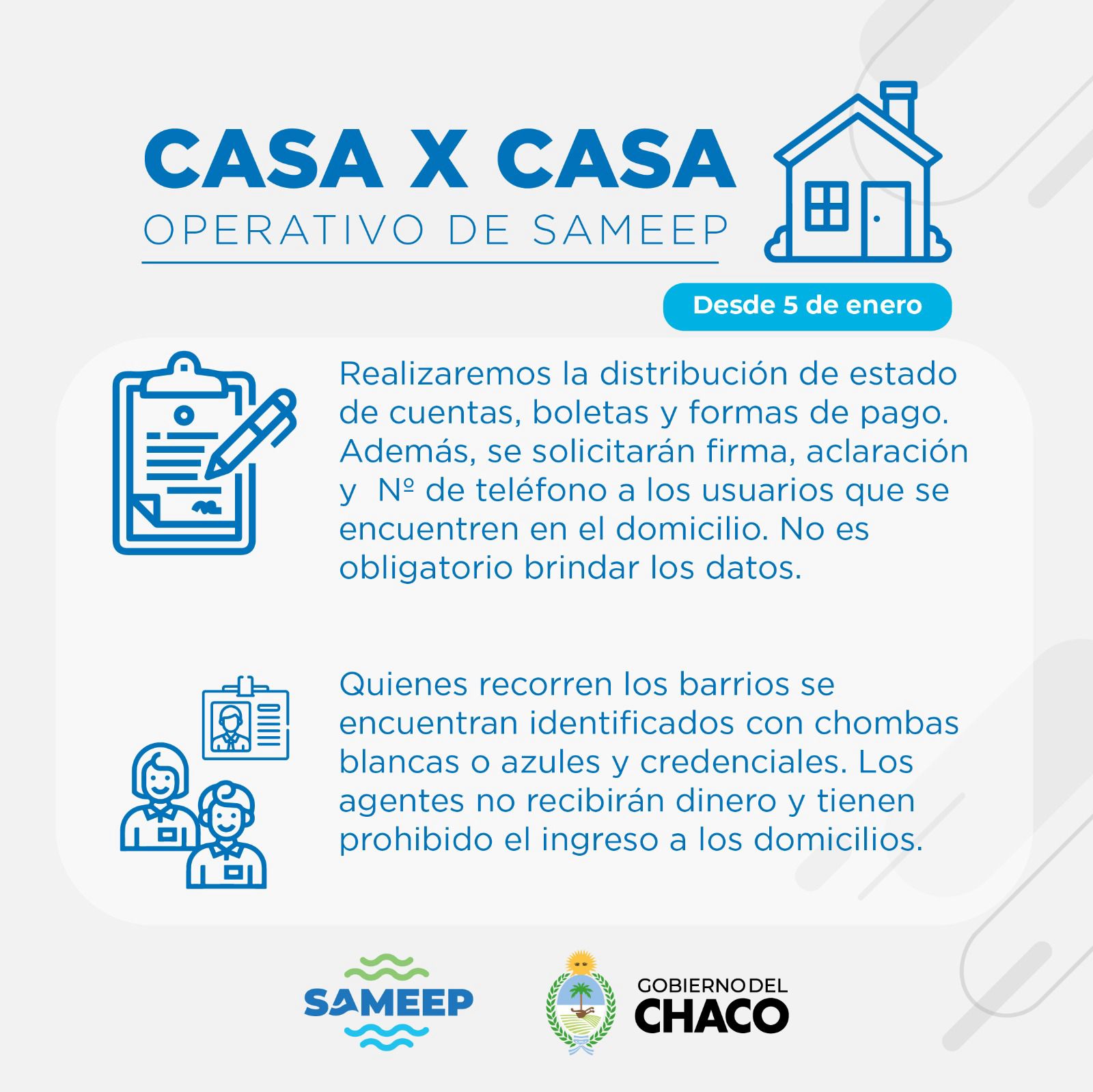 SAMEEP COMIENZA UN NUEVO OPERATIVO DEL PROGRAMA “CASA X CASA”.