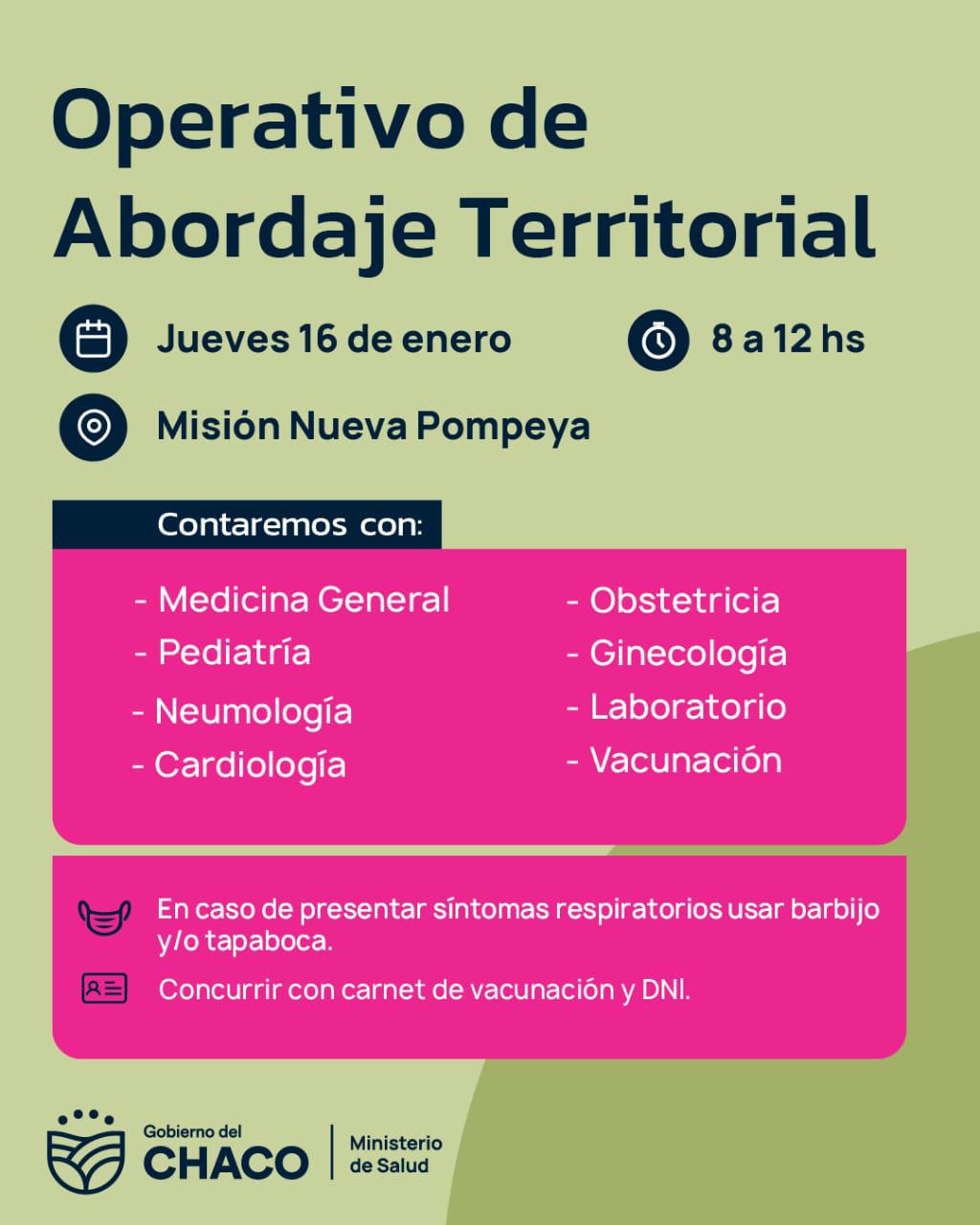 MISIÓN NUEVA POMPEYA RECIBIRÁ EL PRIMER OPERATIVO DE ABORDAJE TERRITORIAL DEL AÑO.