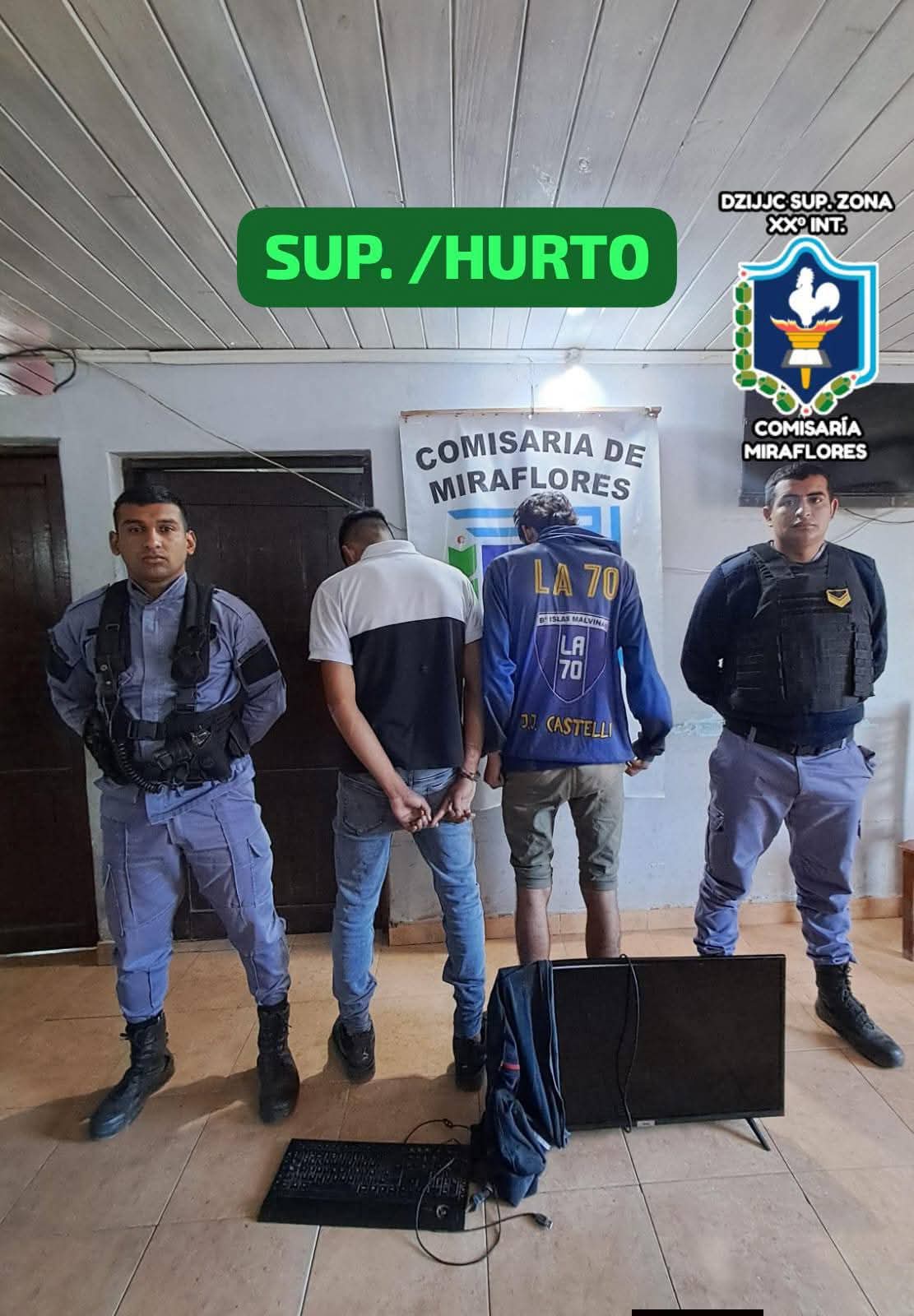 MIRAFLORES: DETIENEN A DOS JOVENES POR EL ROBO A UNA VIVIENDA 