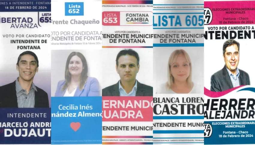 ELECCIONES EN FONTANA: ESTE DOMINGO 18 DE FEBRERO CINCO CANDIDATOS BUSCAN LA INTENDENCIA.