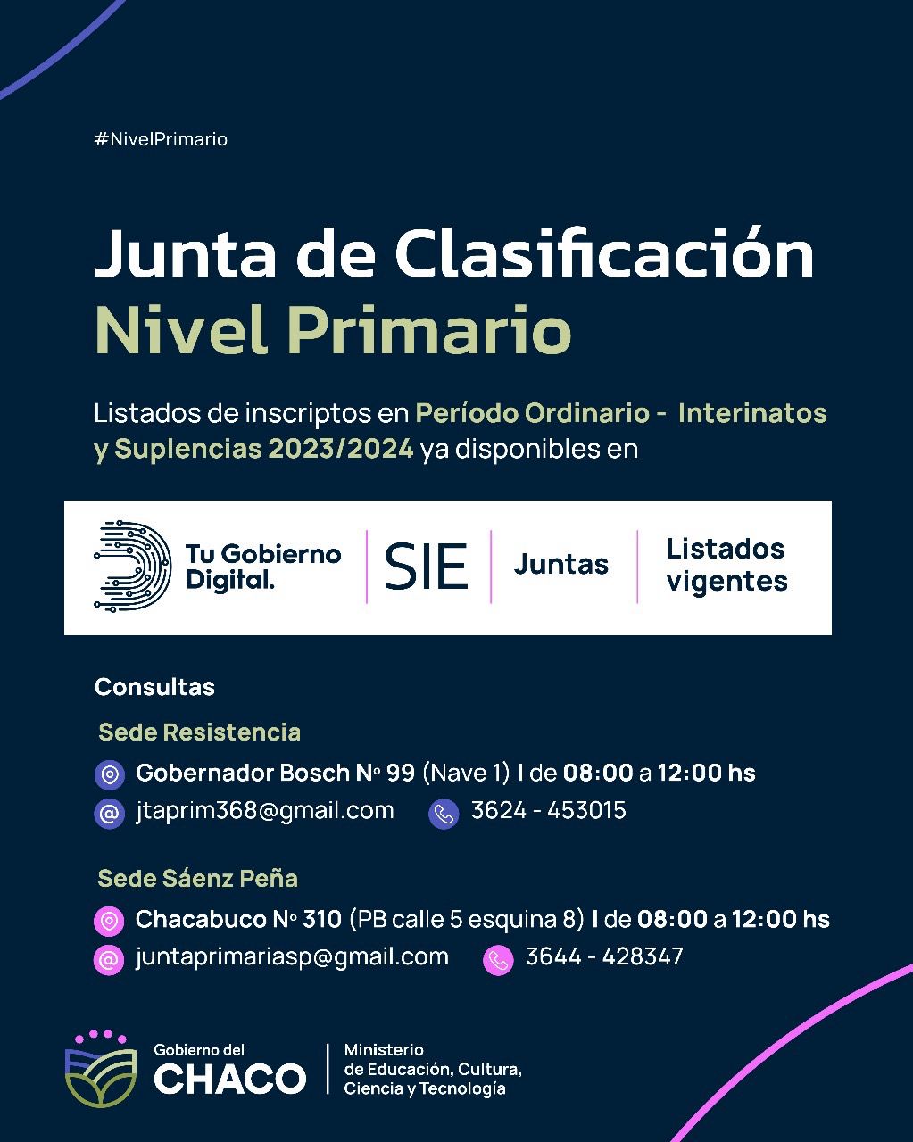 NIVEL PRIMARIO: YA SE ENCUENTRAN DISPONIBLES LAS LISTAS DE INTERINATOS Y SUPLENCIAS.