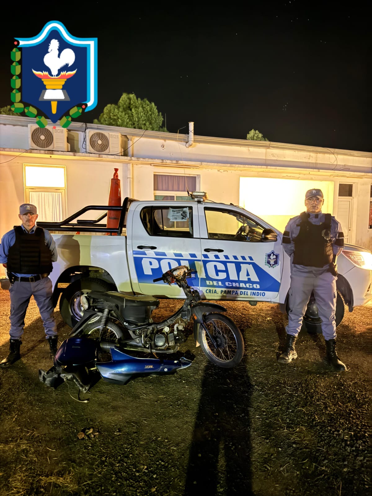 PAMPA DEL INDIO: RECUPERAN MOTO ROBADA TRAS SEGUIMIENTO POR VARIOS METROS.