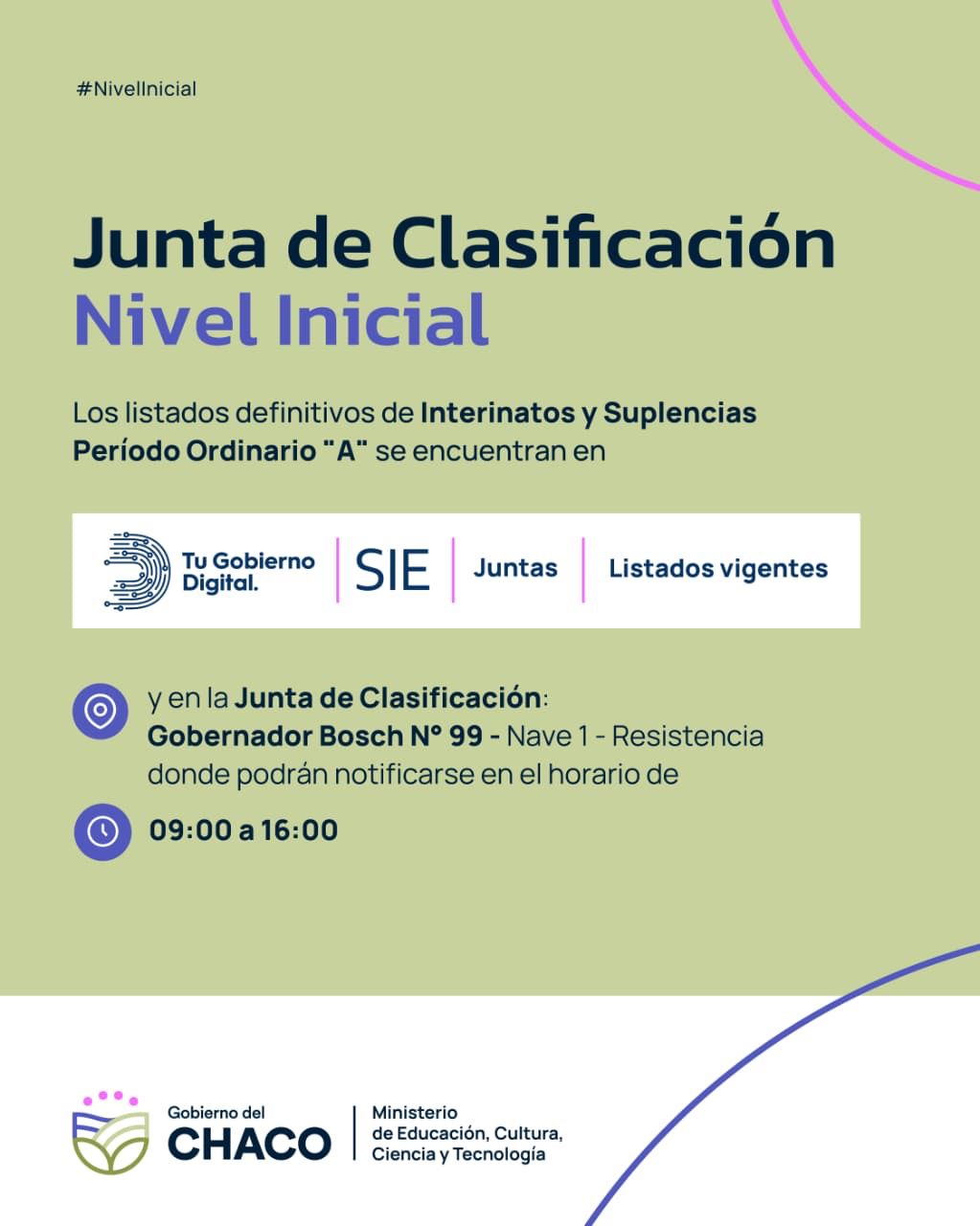 NIVEL INICIAL: EST&Aacute;N DISPONIBLES LOS LISTADOS DEFINITIVOS DE INTERINATOS Y SUPLENCIAS.