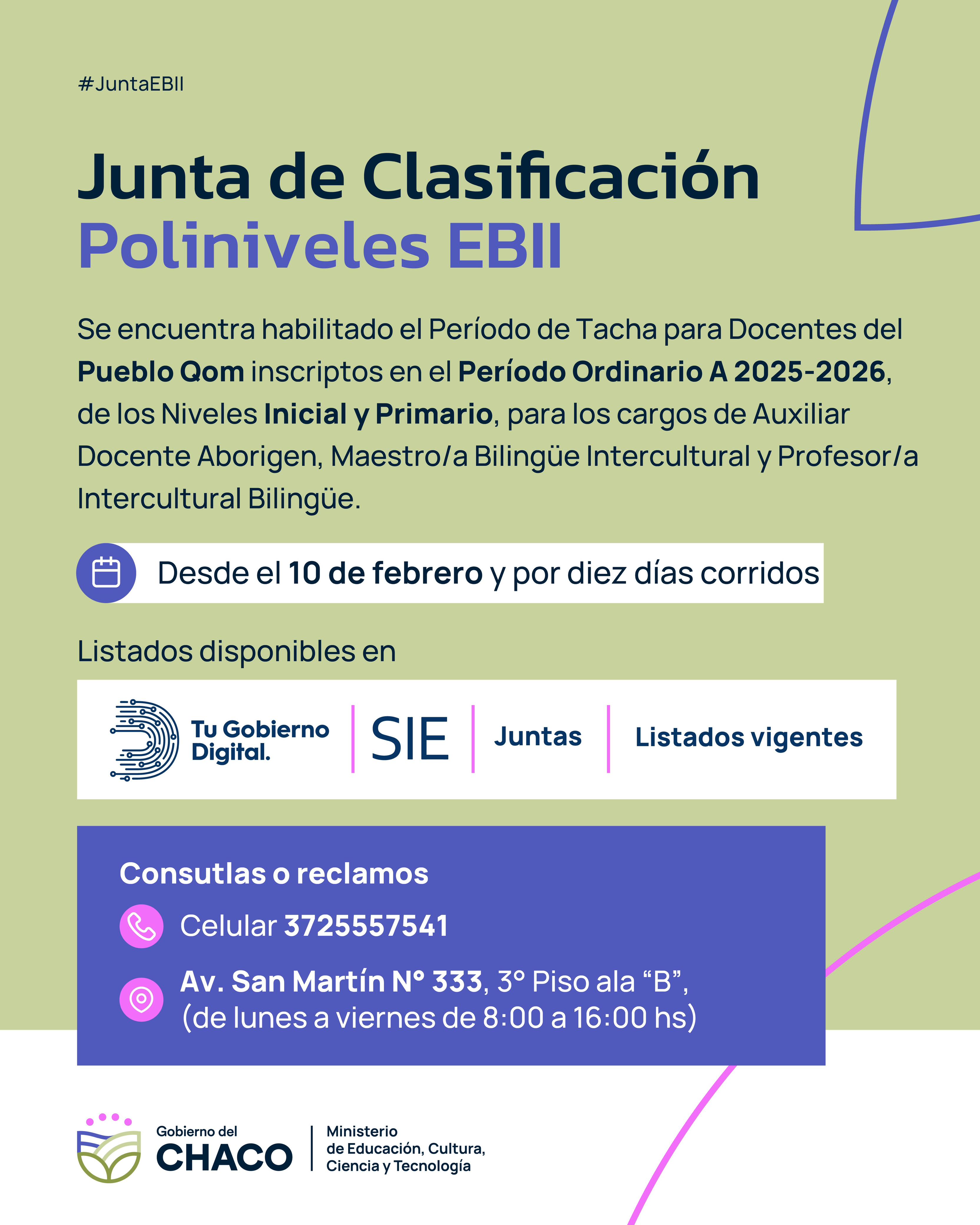 EDUCACI&Oacute;N HABILITA PER&Iacute;ODO DE TACHA PARA DOCENTES QOM INSCRIPTOS EN EL ORDINARIO A 2025-2026.