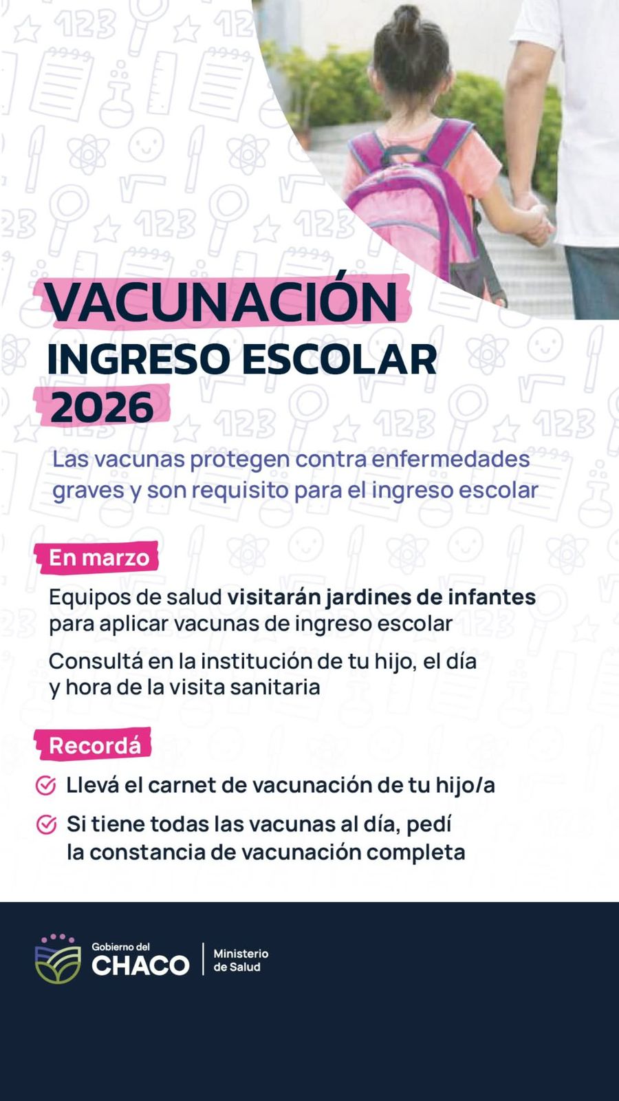 VACUNACI&Oacute;N DE INGRESO ESCOLAR 2026: EQUIPOS DE SALUD VISITAR&Aacute;N  JARDINES DE INFANTES.