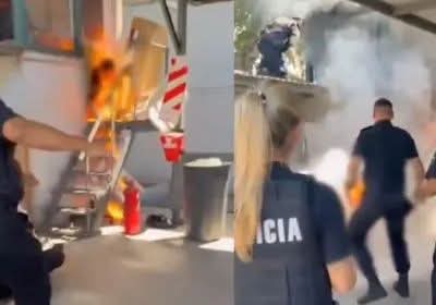 SE ATRINCHER&Oacute; Y SE PRENDI&Oacute; FUEGO EN UNA EMPRESA PARA RECLAMAR UNA DEUDA SALARIAL.