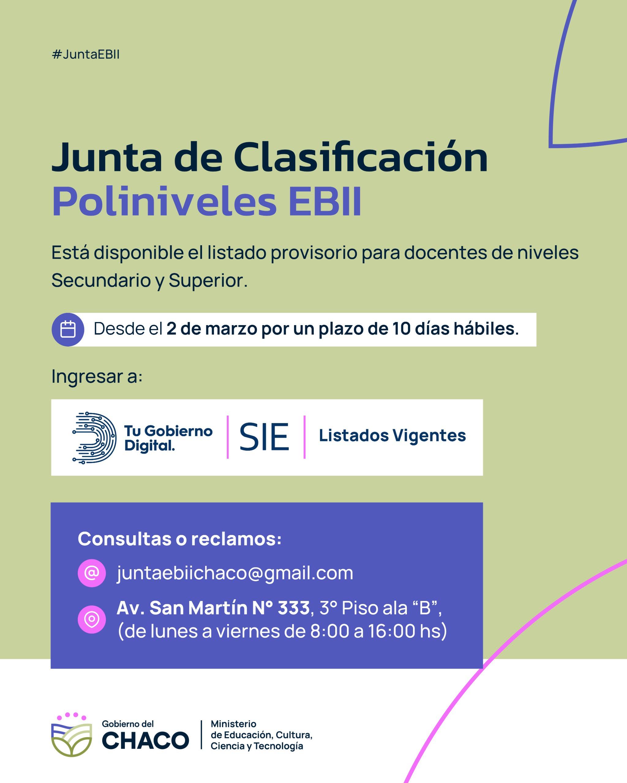 EDUCACI&Oacute;N INFORM&Oacute; LA PUBLICACI&Oacute;N DEL LISTADO PROVISORIO DE DOCENTES INSCRIPTOS EN EBII.