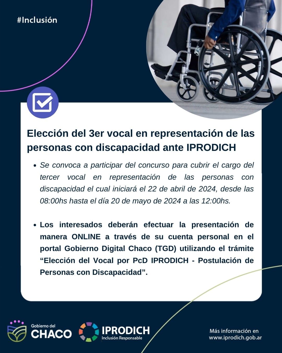 ELECCIÓN DEL TERCER VOCAL EN REPRESENTACIÓN DE LAS PERSONAS CON DISCAPACIDAD ANTE IPRODICH.