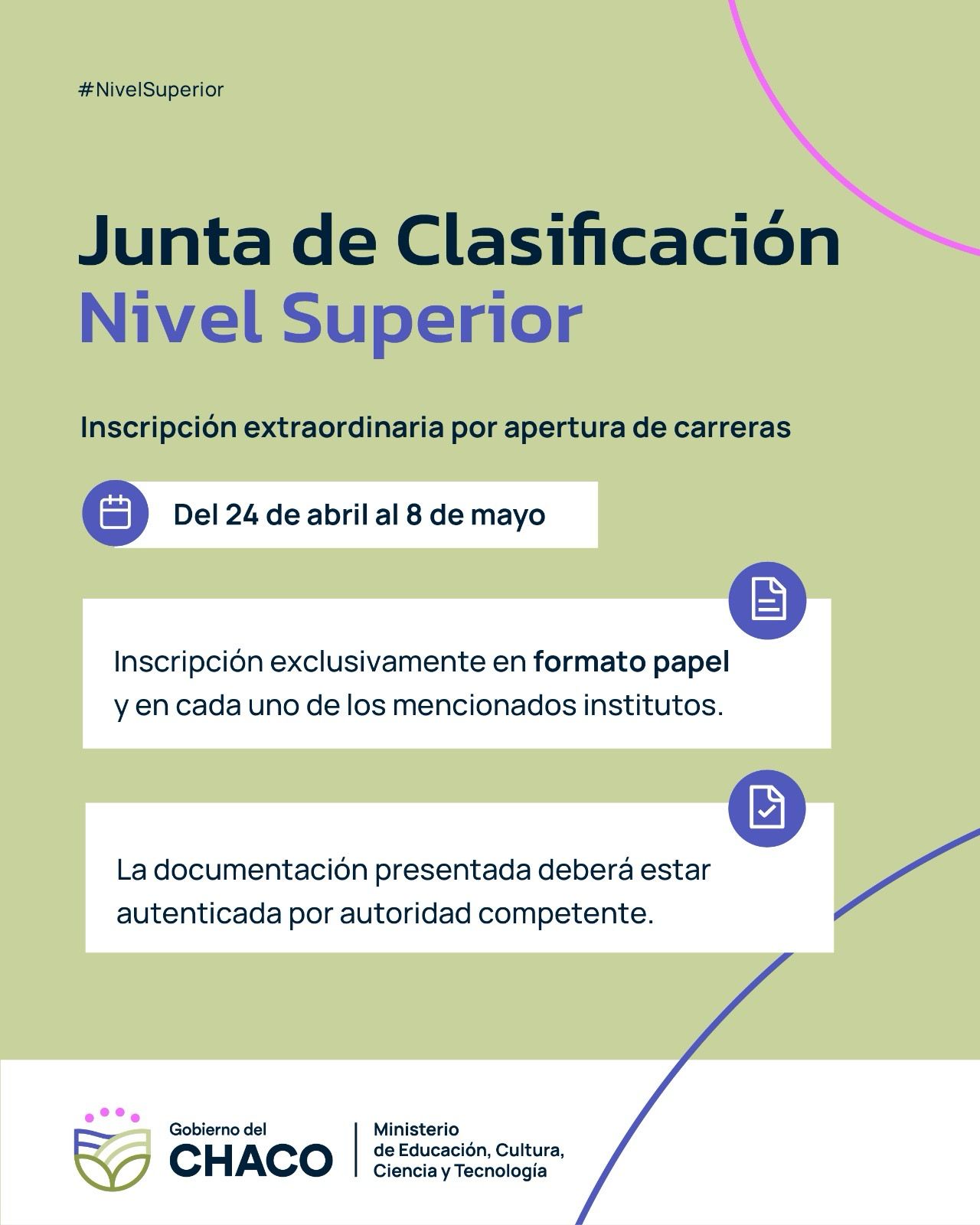ABRE INSCRIPCIÓN DOCENTE POR APERTURA DE CARRERAS EN TRES INSTITUTOS DE NIVEL SUPERIOR* .
