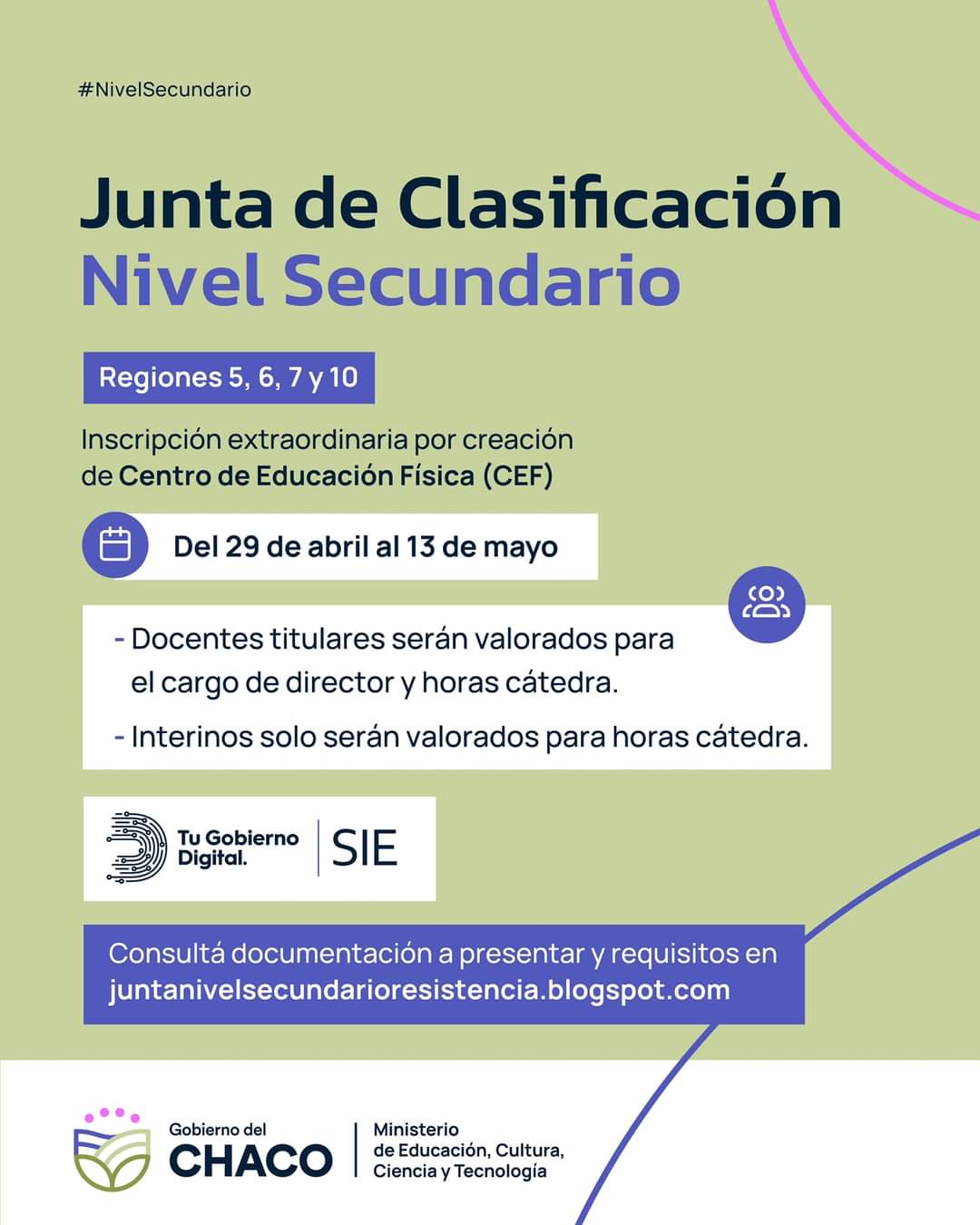 EDUCACIÓN: ABRE INSCRIPCIÓN A CARGOS ANTE LA CREACIÓN DE CENTROS DE EDUCACIÓN FÍSICA.