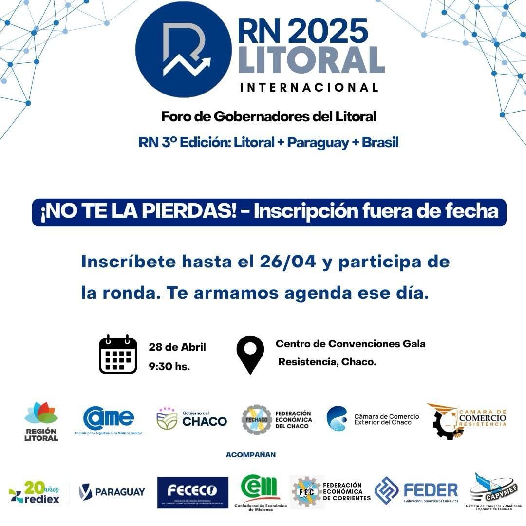 CONTINÚA ABIERTA LA INSCRIPCIÓN: ESTE LUNES 28 LLEGA LA RONDA DE NEGOCIOS 2025.