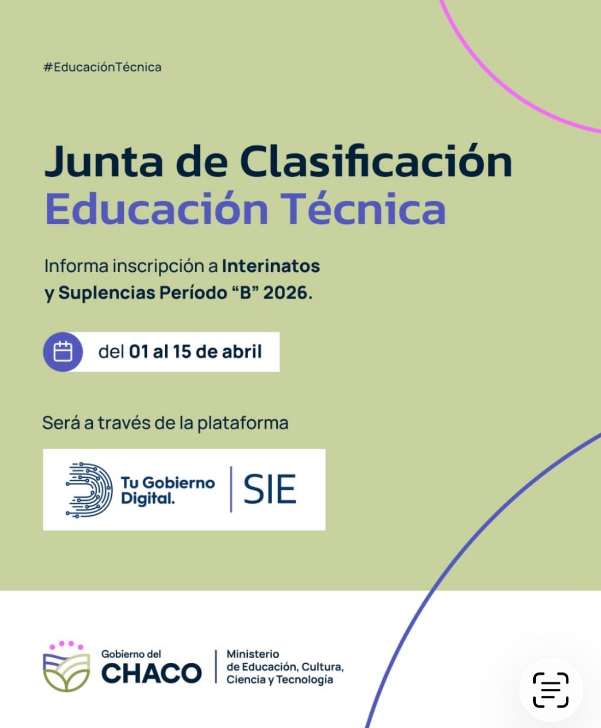 LA JUNTA DE CLASIFICACI&Oacute;N DE EDUCACI&Oacute;N T&Eacute;CNICA ABRE INSCRIPCI&Oacute;N A INTERINATOS Y SUPLENCIAS.