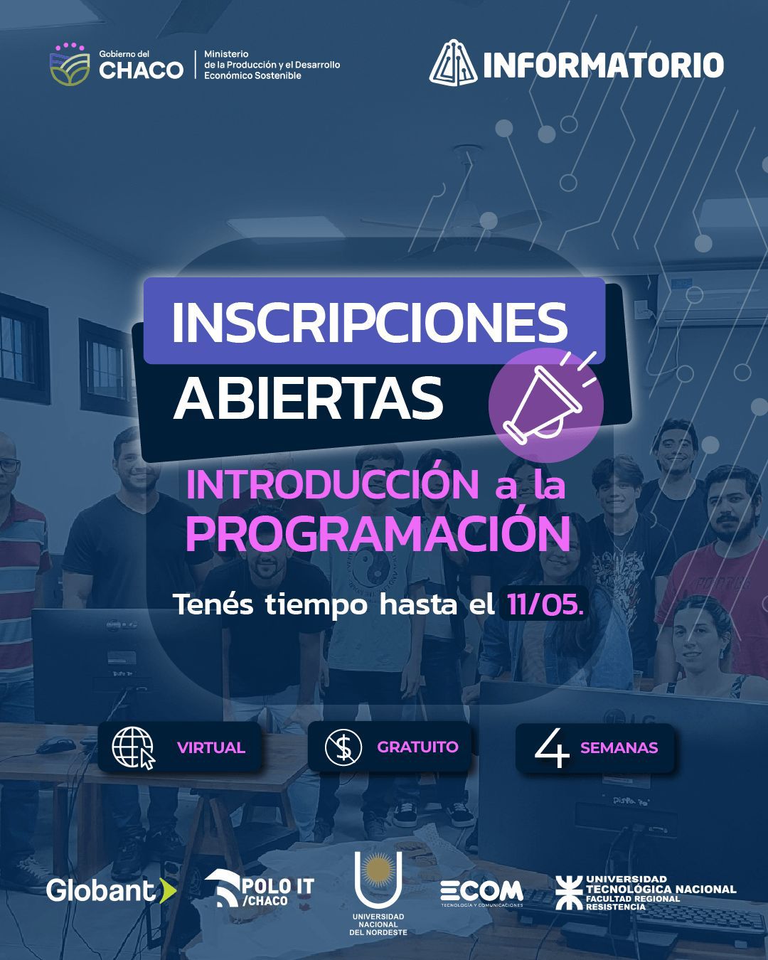 PRODUCCIÓN: HASTA EL 11 DE MAYO CONTINÚA ABIERTA LA INSCRIPCIÓN AL CURSO “INTRODUCCIÓN A LA PROGRAMACIÓN”.