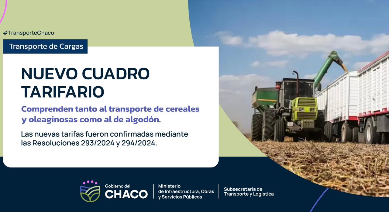 GOBIERNO INFORMA EL NUEVO CUADRO TARIFARIO PARA EL TRANSPORTE DE GRANOS Y ALGODÓN.  