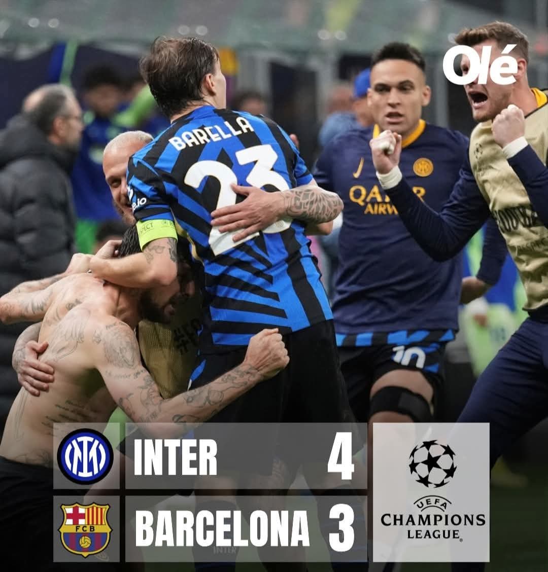SEMIFINAL HISTÓRICA DE CHAMPIONS LEAGUE: INTER GANÓ LA SERIE ¡7-6! Y PASÓ A LA FINAL 🏆