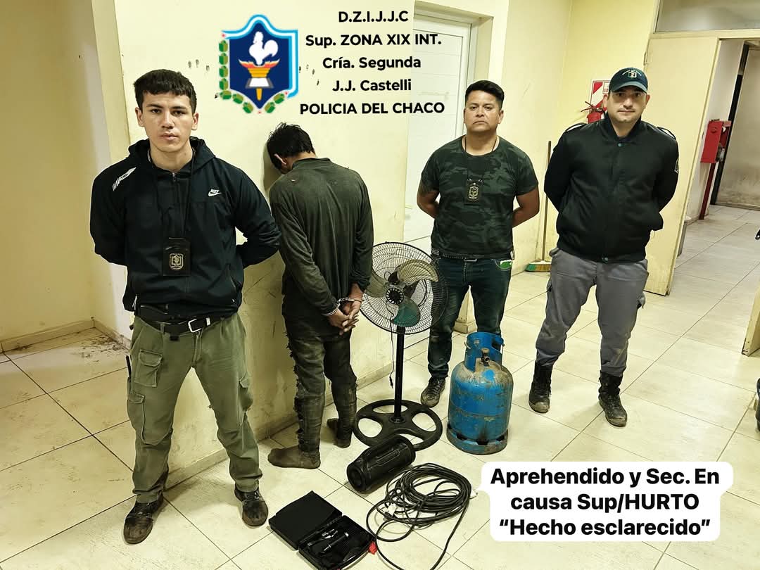 J.J CASTELLI: RECUPERAN ELEMENTOS ROBADOS TRAS OPERATIVO POLICIAL EN CHACRA 65.