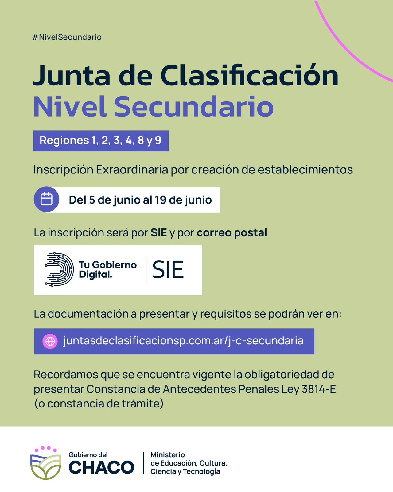 NIVEL SECUNDARIO: ABRE INSCRIPCIÓN DOCENTE POR CREACIÓN DE ESTABLECIMIENTOS EDUCATIVOS.