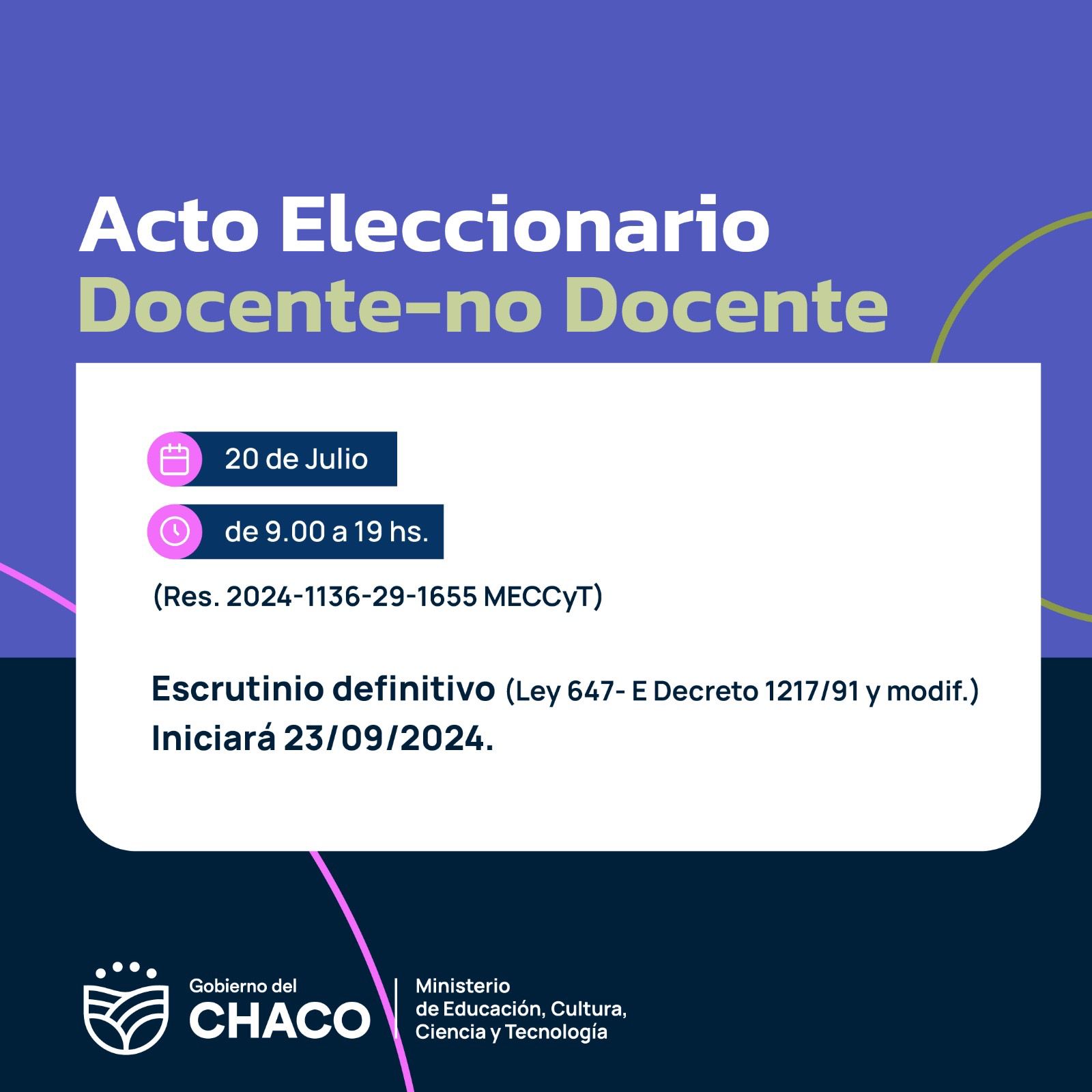 EDUCACIÓN: LA JUNTA ELECTORAL DOCENTE DIO A CONOCER EL CRONOGRAMA DEL PROCESO.