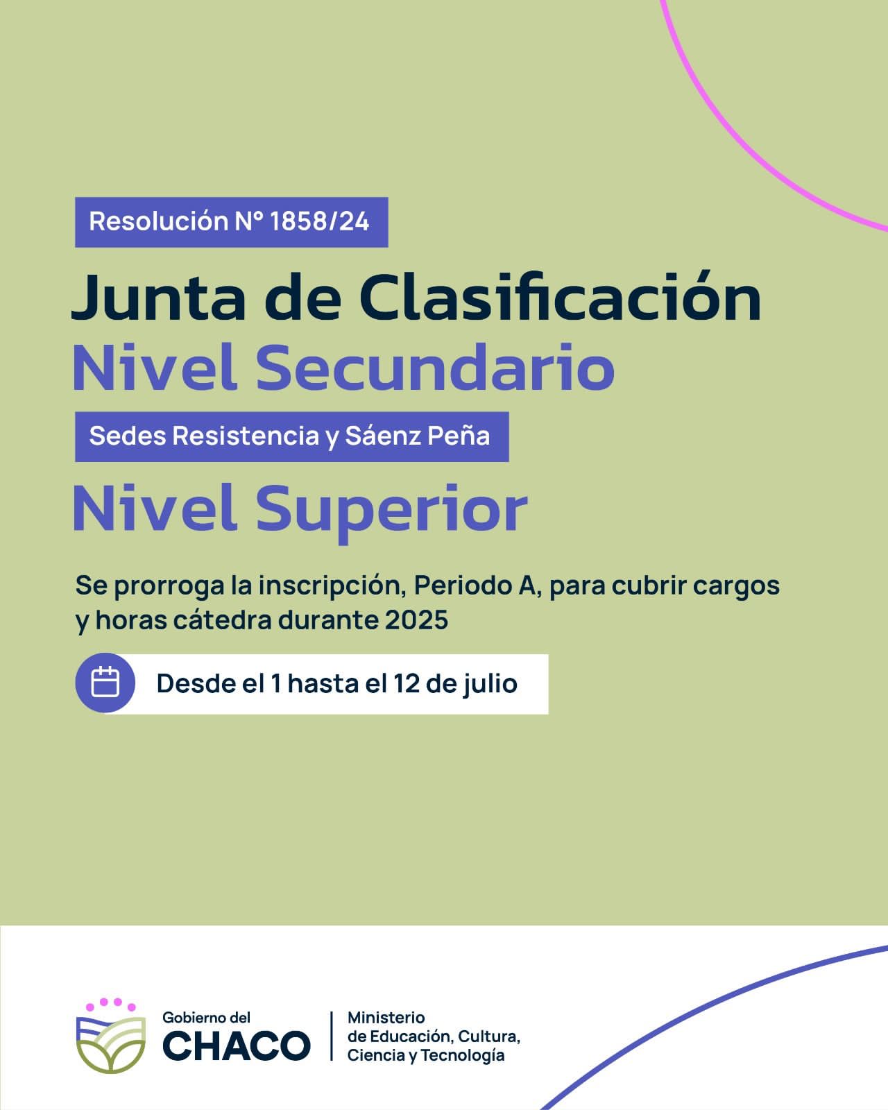 NIVELES SECUNDARIO Y SUPERIOR: EDUCACIÓN INFORMA QUE SE EXTIENDE EL PERIODO DE INSCRIPCIÓN PARA CUBRIR CARGOS EN 2025.