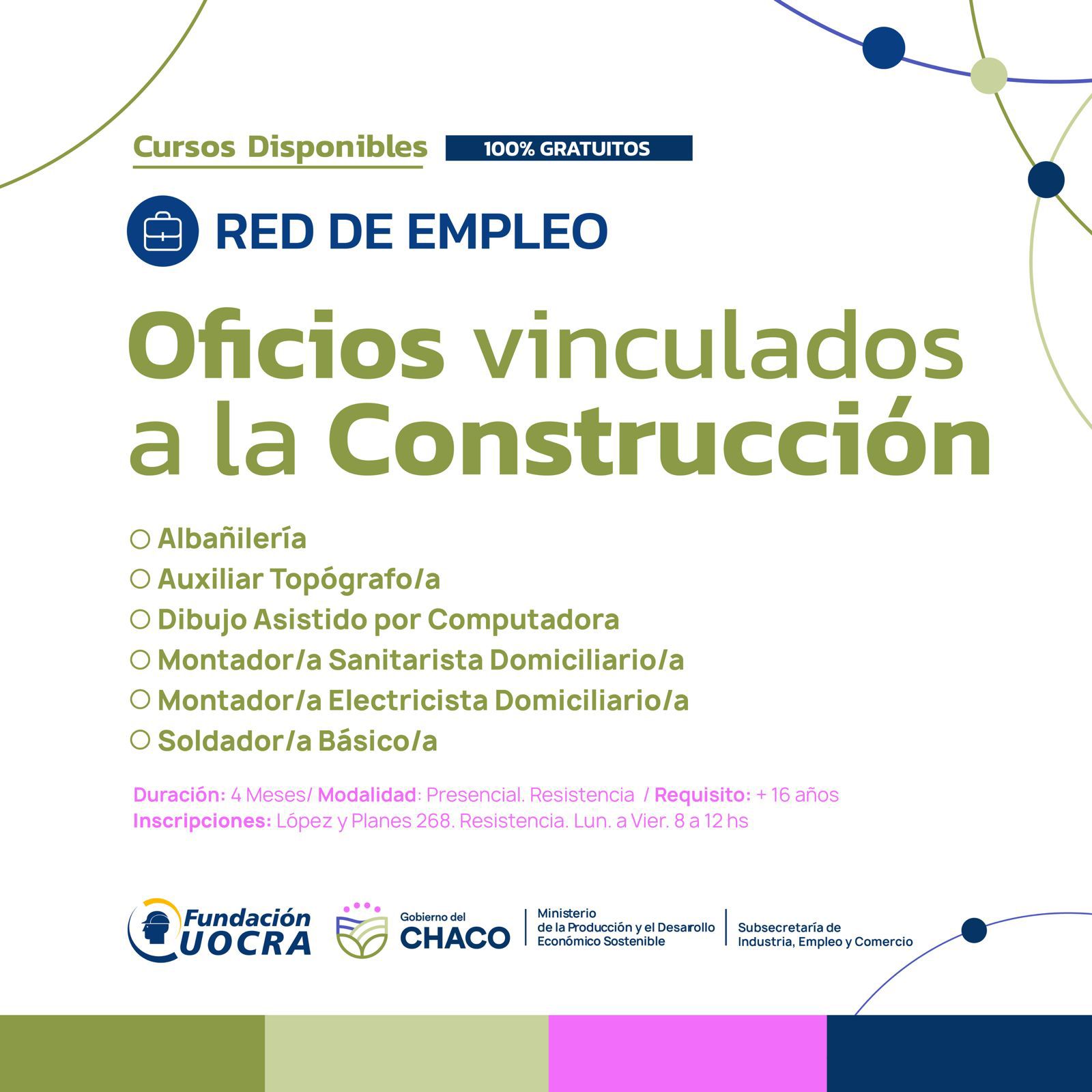 SE ENCUENTRA ABIERTA LA INSCRIPCIÓN A CURSOS GRATUITOS DE OFICIOS VINCULADOS A LA CONSTRUCCIÓN.