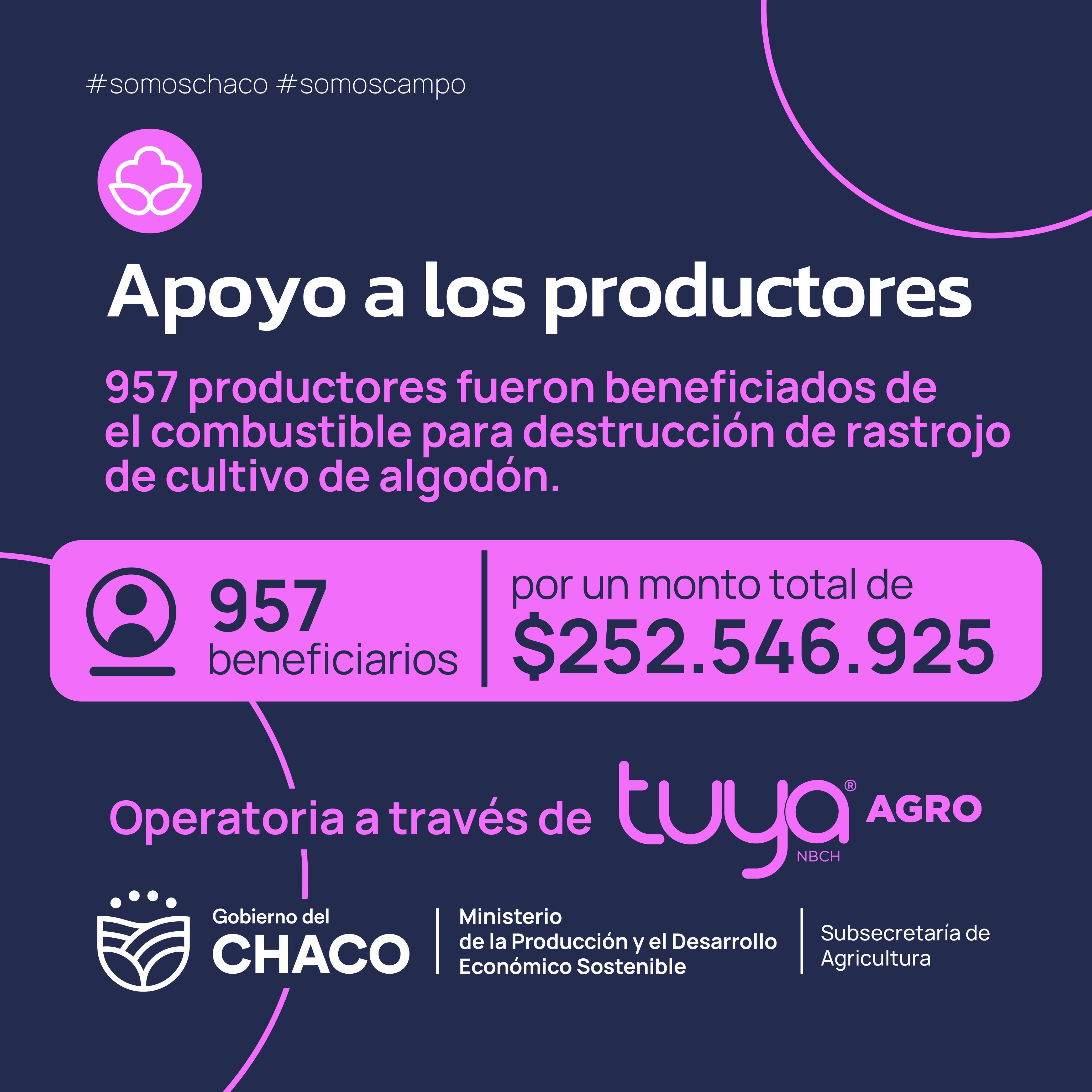EL GOBIERNO PROVINCIAL PAGÓ A PRODUCTORES EL COMBUSTIBLE PARA QUE AVANCEN CON LA DESTRUCCIÓN DE LOS RASTROJOS DE ALGODÓN.