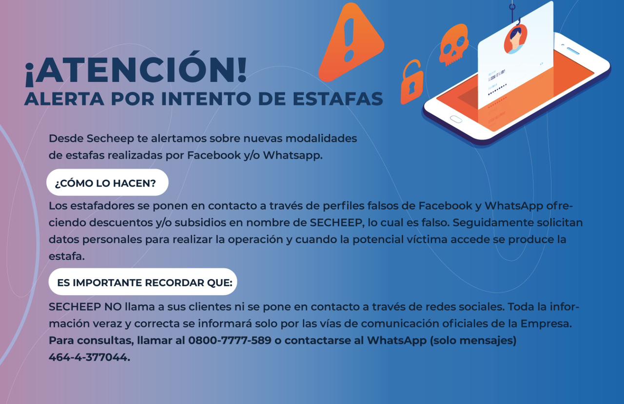 SECHEEP ALERTA SOBRE NUEVAS MODALIDADES DE ESTAFAS TELEFÓNICAS Y POR REDES SOCIALES.
