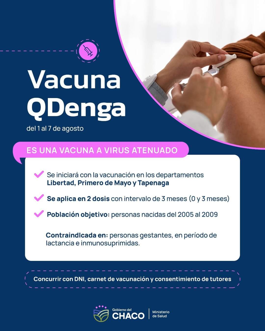 COMIENZA LA VACUNACIÓN CONTRA EL DENGUE EN LA PROVINCIA.