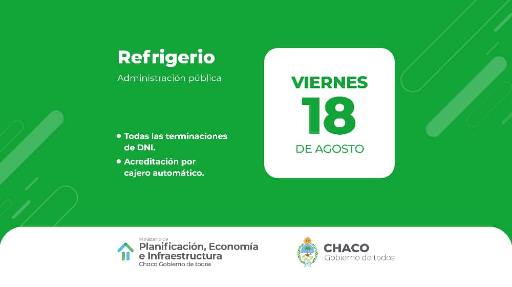 EL GOBIERNO DEPOSITA ESTE VIERNES EL REFRIGERIO