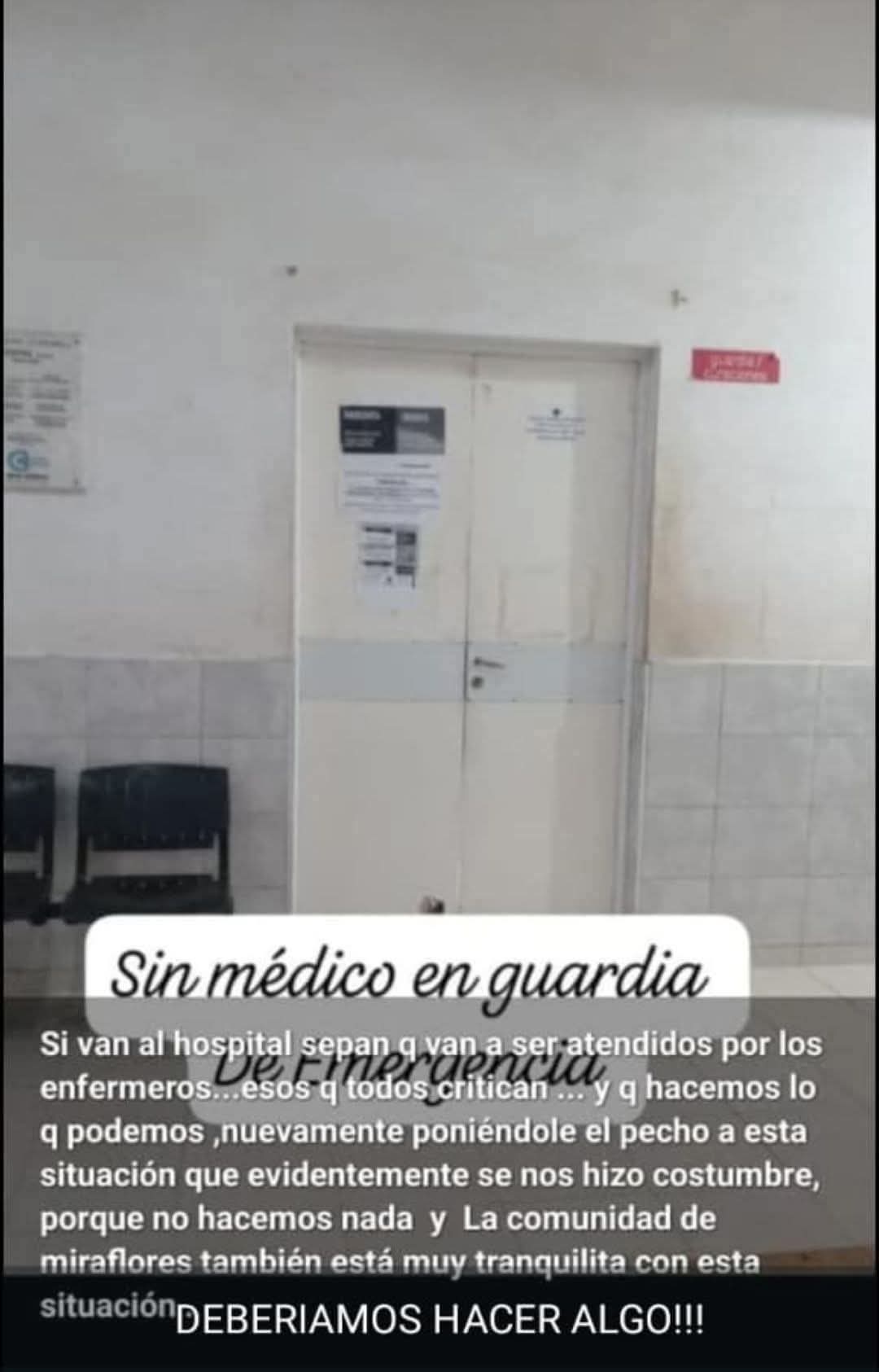 CIUDADANOS DE MIRAFLORES DENUNCIAN LA FALTA DE MÉDICOS EN EL HOSPITAL LOCAL.