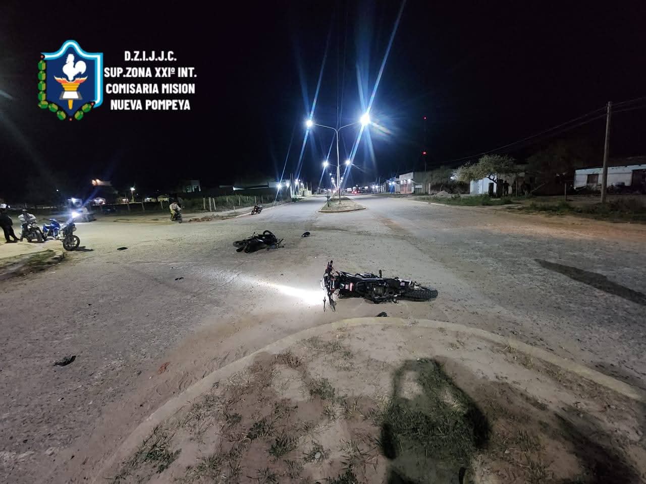 NUEVA POMPEYA: SINIESTRO VIAL ENTRE DOS MOTOCICLETAS DEJA UN HERIDO DE GRAVEDAD.  