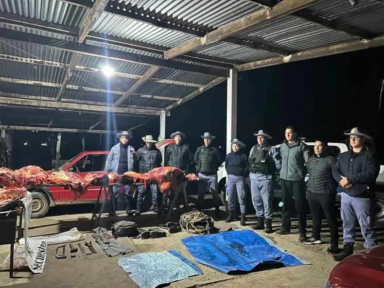 SAN MARTÍN: LA POLICÍA LOS PERSIGUIÓ Y TERMINARON ABANDONANDO EL VEHÍCULO CON 250 KILOS DE CARNE FAENADA