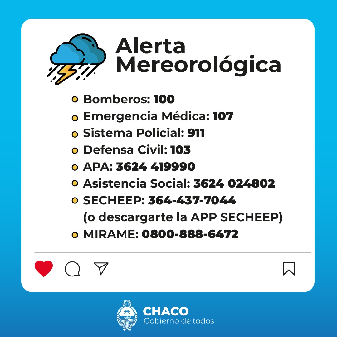 EL GOBIERNO PROVINCIAL EMITIÓ UNA ALERTA AMARILLA POR TORMENTAS Y VIENTOS FUERTES DESDE LA NOCHE DEL LUNES. 