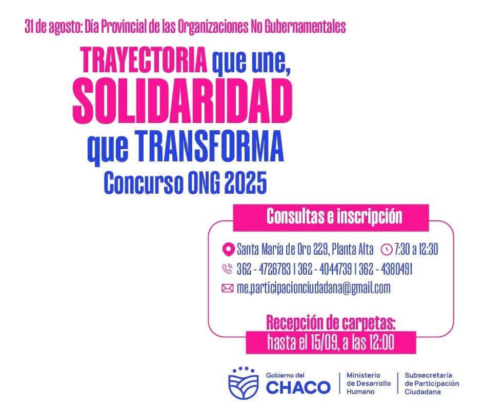 CONTINÚA LA CONVOCATORIA PARA ELEGIR A LA ONG DESTACADA DEL AÑO 2025.