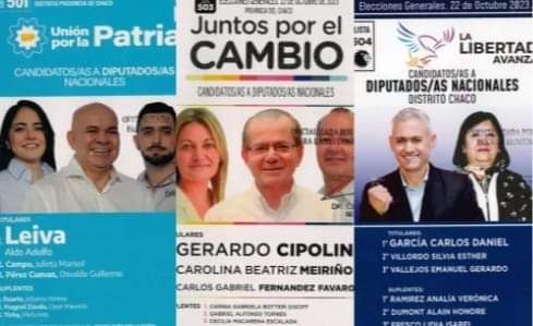 CON TRES BANCAS EN JUEGO, ESTAS SON LAS BOLETAS PARA LA CATEGORIA DE DIPUTADOS NACIONALES QUE HABRÁ EN CHACO.