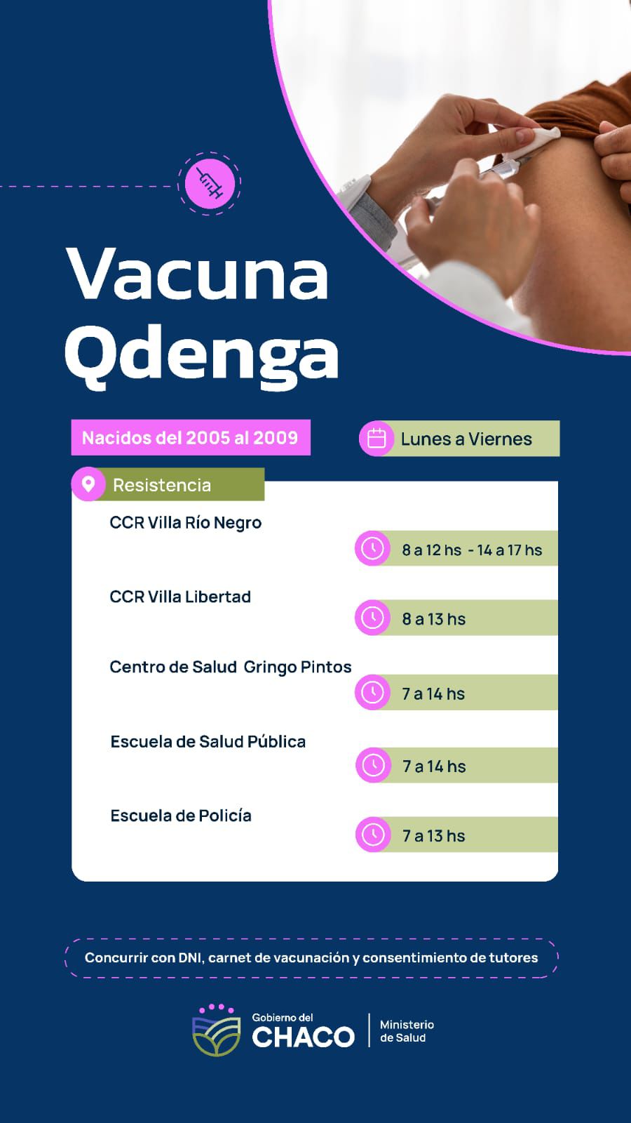 ESTE LUNES CONTINÚA LA CAMPAÑA DE VACUNACIÓN CONTRA EL DENGUE.