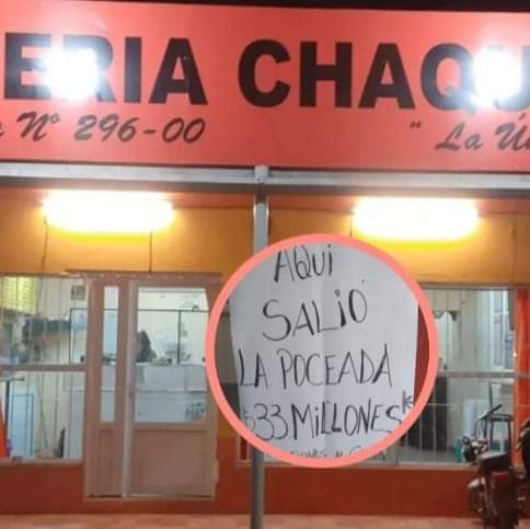 LA QUINIELA POCEADA SALIÓ EN LA LOCALIDAD DE MIRAFLORES: UN JORNALERO SE ALZÓ CON 33 MILLONES. 